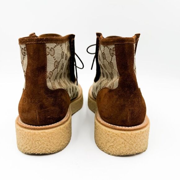 Gucci GG Supreme Monogram Brown Suede Boots US Men’s 7.5 - Picture 5 of 12